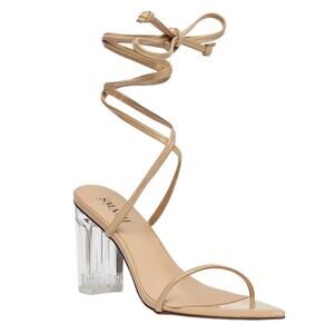 Smash Women's Tabby Lucite Heel Wraparound Strappy Sandals Nude Size 10
